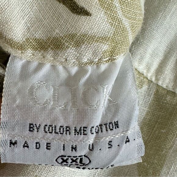 Vintage Click & CMC Dress Womens Plus Sz XXL Leaf print Linen Made in USA Gauze - Picture 7 of 12